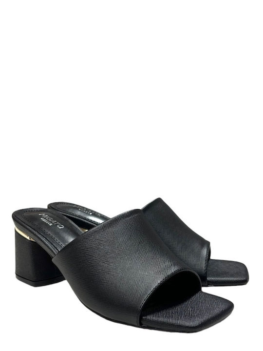 Migato Chunky Heel Mules Black