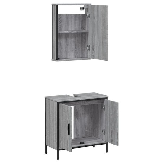 vidaXL Πάγκος με Νιπτήρα & Καθρέπτη Μ42xΒ12xΥ60cm Γκρι