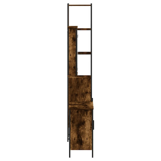 vidaXL Waschtisch mit Waschbecken, Spiegel & Säule L42xB12xH60cm Smoky Oak
