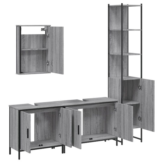 vidaXL Waschtisch mit Waschbecken, Spiegel & Säule L42xB12xH60cm Gray