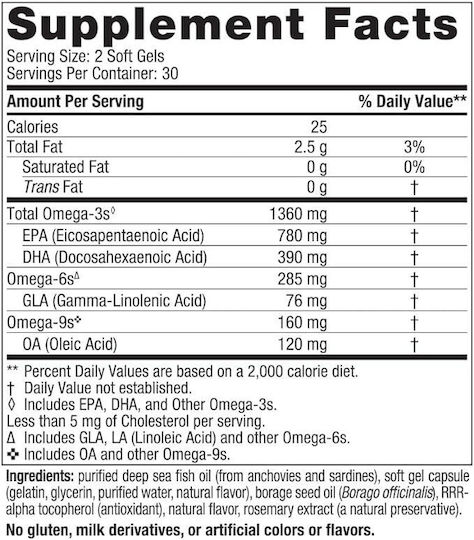 Nordic Naturals Complete Omega Xtra Fischöl 1360mg 60 Weiche Kapseln mit Geschmack Zitrone