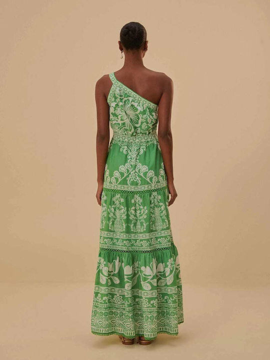 Farm Rio Maxi Φόρεμα με Βολάν Πράσινο
