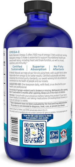 Nordic Naturals Omega-3 Ιχθυέλαιο 1560mg 473ml με γεύση Λεμόνι