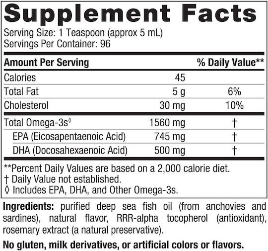 Nordic Naturals Omega-3 Ιχθυέλαιο 1560mg 473ml με γεύση Λεμόνι