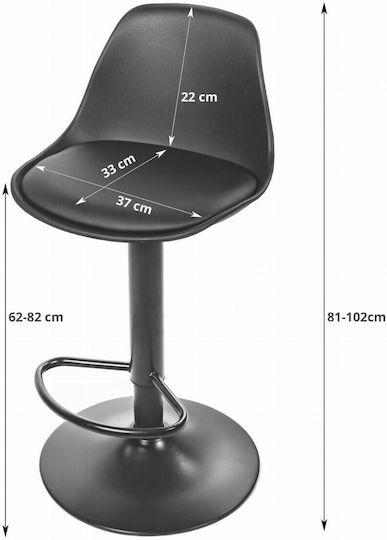 Scaune Bar cu Spătar & Înălțime Reglabilă Black And Silver 38x40x81-102buc