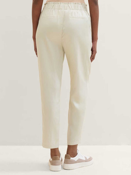 Tom Tailor Women's Fabric Trousers in Tapered Line Beige