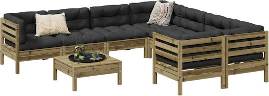 vidaXL Garden & Outdoor Furniture Sets Living Room Set 9 Pieces Anthracite with Pillows