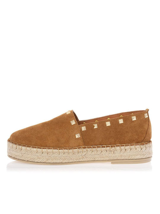 Sante Lederne Damen Espadrilles in Tabac Braun Farbe