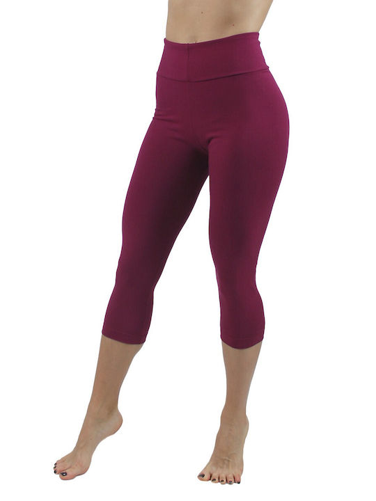 H&S Women's Capri Training Legging High Waisted & Push Up Bordeaux