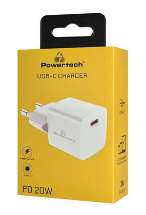 Powertech Φορτιστής Χωρίς Καλώδιο με Θύρα USB-C 20W Power Delivery / Quick Charge 2.0 / Quick Charge 3.0 Λευκός (PT-1223)