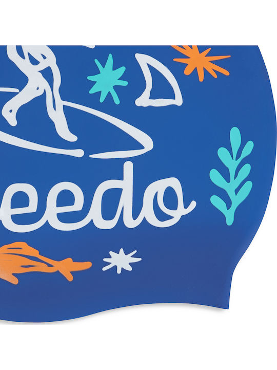 Speedo Printed Kids Swimming Cap Blue