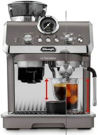 De'Longhi La Specialista Arte Evo Automatic Espresso Machine 1450W Pressure 15bar with Grinder Gray