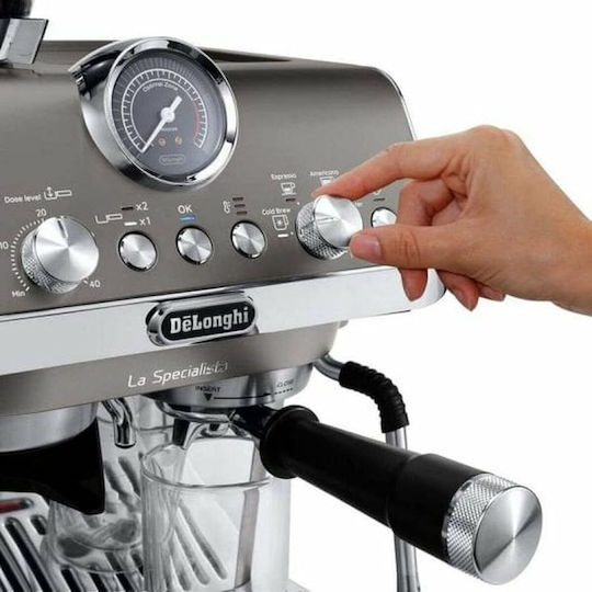 De'Longhi La Specialista Arte Evo Αυτόματη Μηχανή Espresso 1450W Πίεσης 15bar με Μύλο Άλεσης Dark Silver EC9255.T