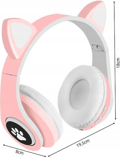 Kitten Ear Bluetooth Wireless On Ear Headphones with 10 hours of Operation Pink