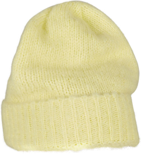 Beanie Unisex Σκούφος με Rib Πλέξη σε Κίτρινο χρώμα
