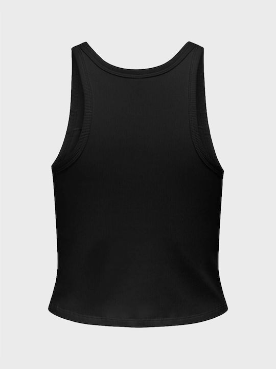 Only Γυναικείο Crop Top Βαμβακερό Αμάνικο Black