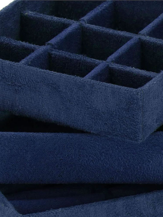 Springos Samt Schmuckkästchen Blau 12x12x12cm