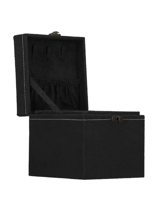 Springos Casetă Pentru Bijuterii Din Catifea Neagră 12x12x12cm