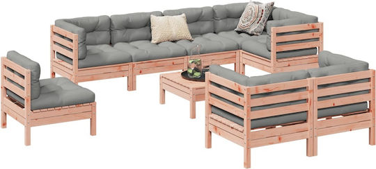 Garten- und Outdoor-Möbelset Für Wohnzimmer 9 Stück Grau mit Kissen