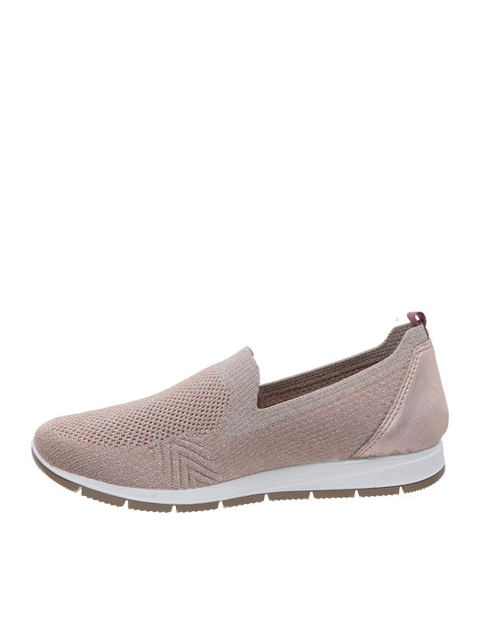 Ανατομικά Γυναικεία Slip-On Δερμάτινα Ροζ