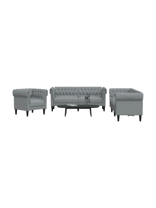 Living Room Furniture Set 3-Seater & 2-Seater & Armchair Gray