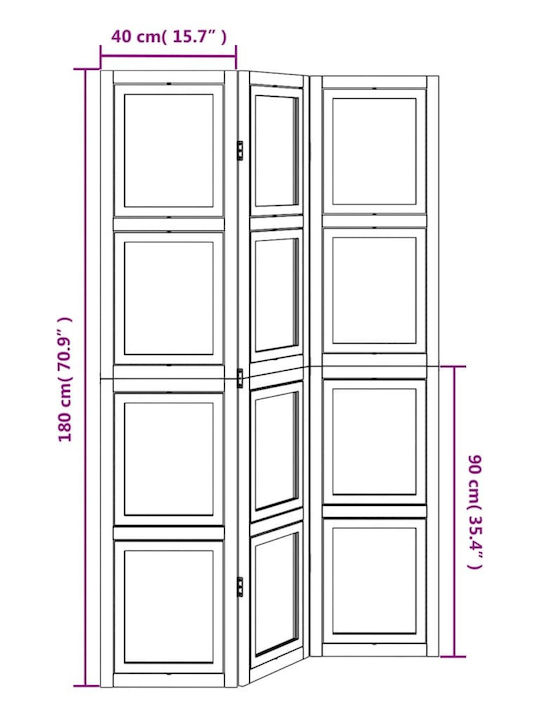 vidaXL Decorative Room Divider Wooden with 3 Panels 105x180cm