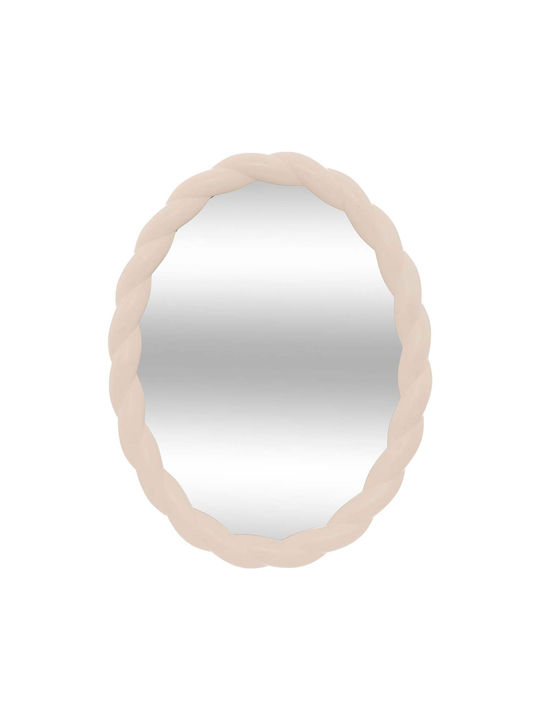 Decorativ Oglindă de Perete Ovală cu Bej Ramă din Plastic 38x28cm 1buc