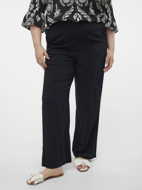 Curve Damen Hoch tailliert Stoff Hose in Lockerer Passform Schwarz