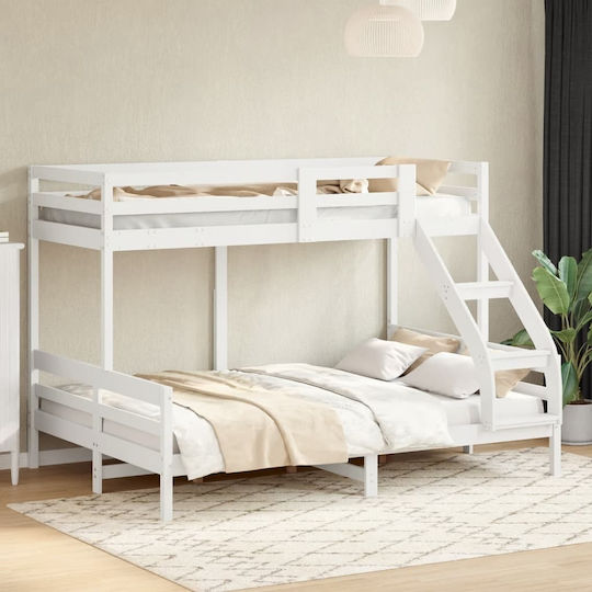 Kids Bed Bunk Semi Double White for Mattress 140x200cm