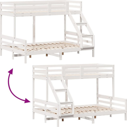 Kids Bed Bunk Semi Double White for Mattress 140x200cm