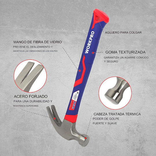WorkPro Hammer 450gr with Fiberglass Handle WP241011