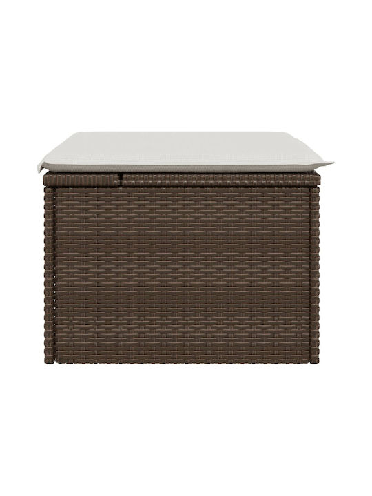 Gartenhocker Würfel Außeneinsatz Rattan mit Braunen Kissen 55x55x37cm