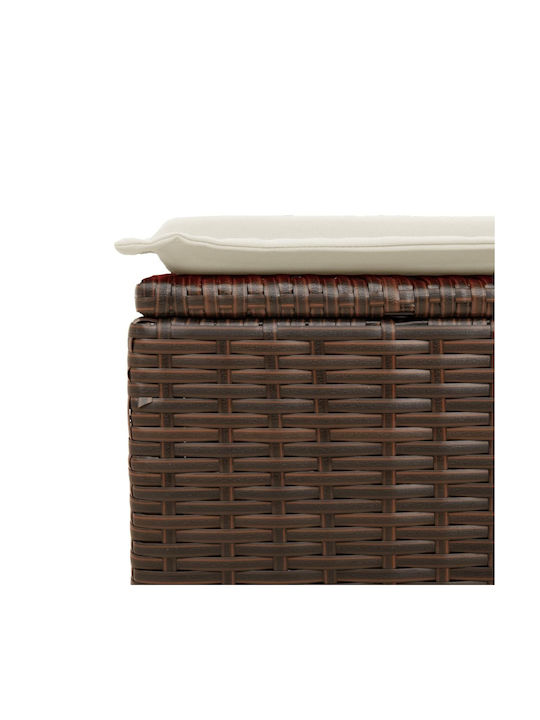 Gartenhocker Würfel Außeneinsatz Rattan mit Braunen Kissen 55x55x37cm