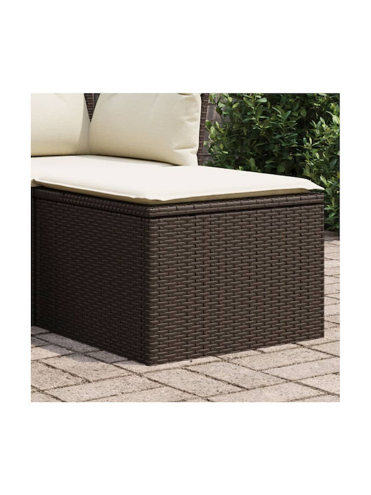Gartenhocker Würfel Außeneinsatz Rattan mit Braunen Kissen 55x55x37cm