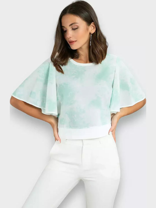 Women's Summer Blouse Short Sleeve Green