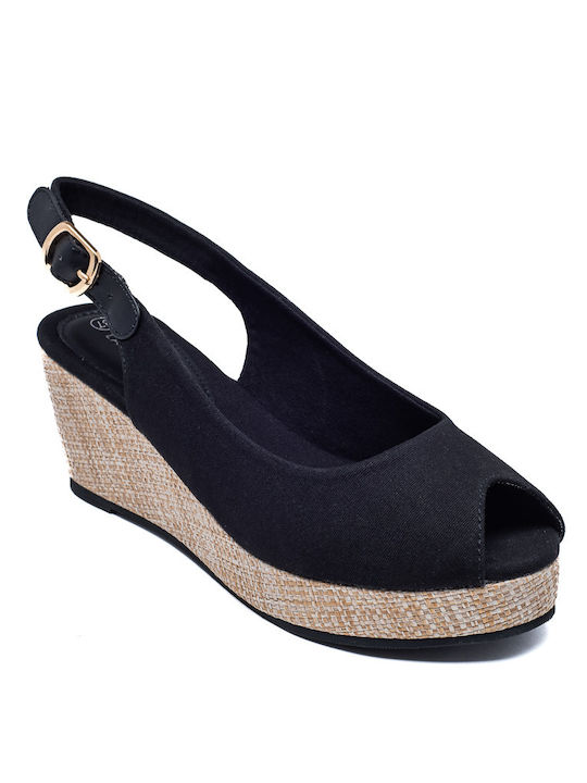 Women's Peep Toe Platforms Black