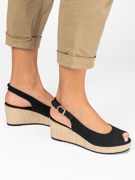 Women's Peep Toe Platforms Black