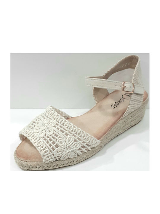 Super Mode Women's Fabric Platform Espadrilles Beige