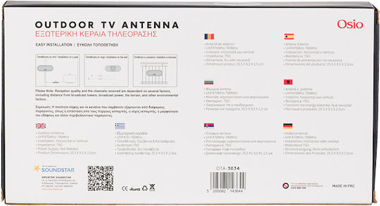 Osio OTA-3034 Outdoor TV Antenna (Does not Require Power Supply) Black