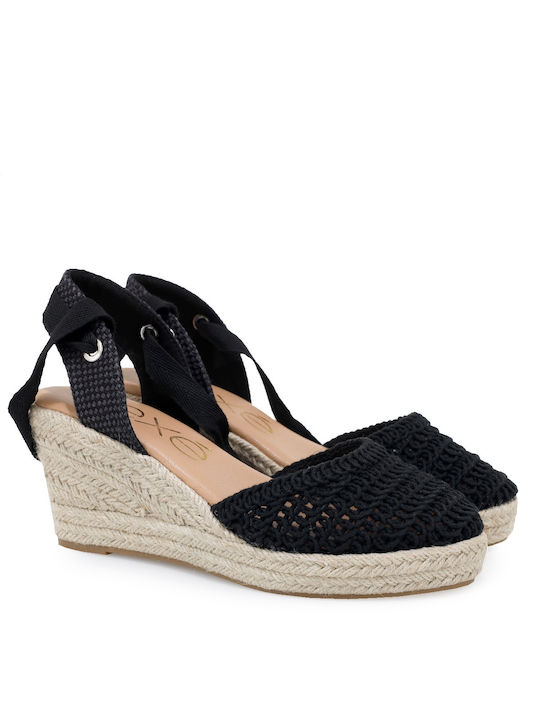 Exe Platforme dama în stil espadrile Negre