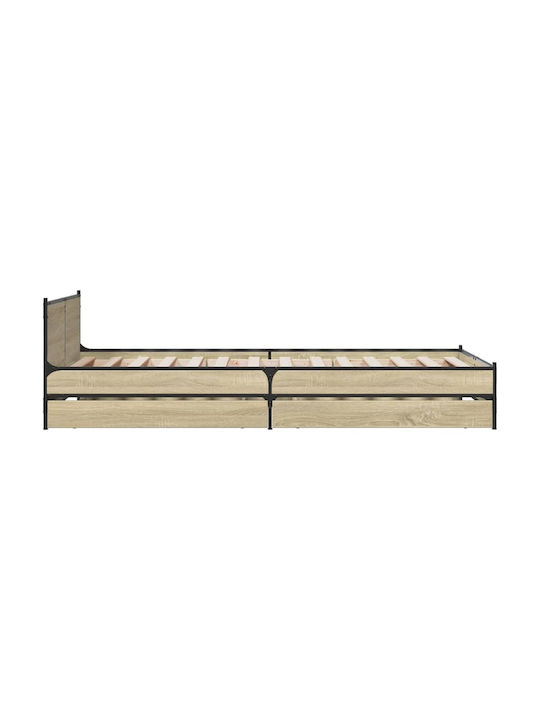 Ein Einzelbett Aus Holz Eiche mit Lattenrost für Matratze 75x190cm