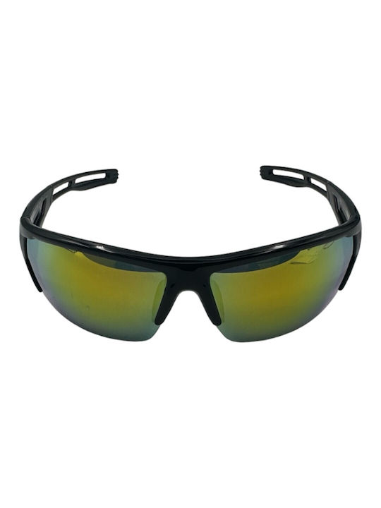 V-store Sunglasses with Black Plastic Frame and Green Mirror Lens 5292-02