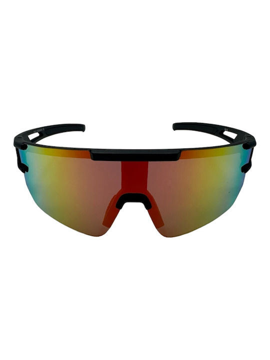 V-store Sunglasses with Black Plastic Frame and Multicolour Mirror Lens 9819-01