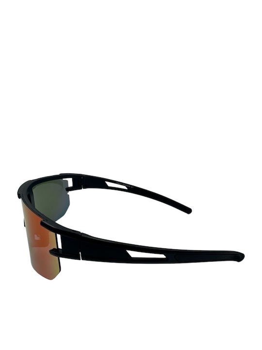 V-store Unisex Sunglasses with Black Plastic Frame and Purple Mirror Lens 9819-03