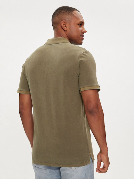 Guess Bluza Bărbătească cu Mânecă Scurtă Polo Olive