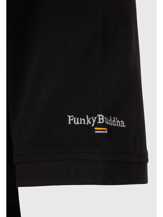 Funky Buddha Bluza Bărbătească cu Mânecă Scurtă Black