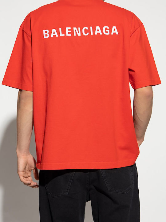 Balenciaga Tricou pentru bărbați cu mâneci scurte Rouge