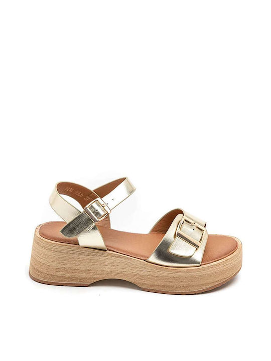 Keep Fred Damen Flache Sandalen Flatforms in Gold Farbe