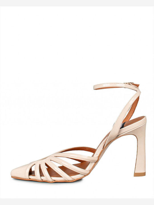 Pumps mit Riemchen Beige