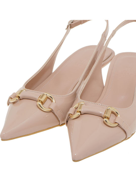 Lackleder Pumps mit Mittelhohem Absatz Rosa